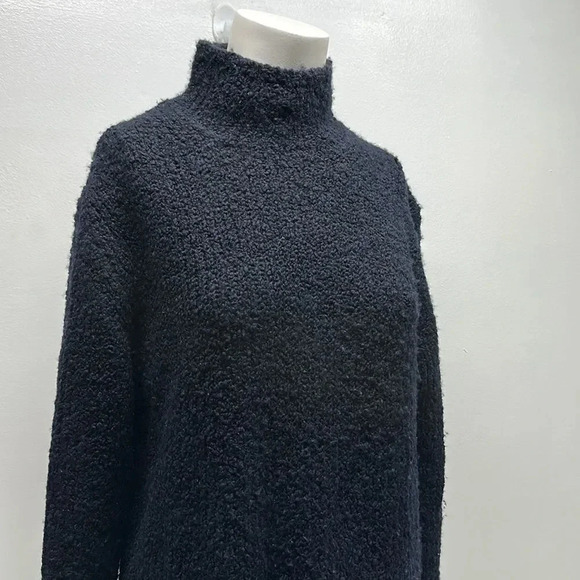 Vince Sweater Textured Funnel Neck Pullover Knit Navy Blue Cashmere Size Small - Picture 3 of 9